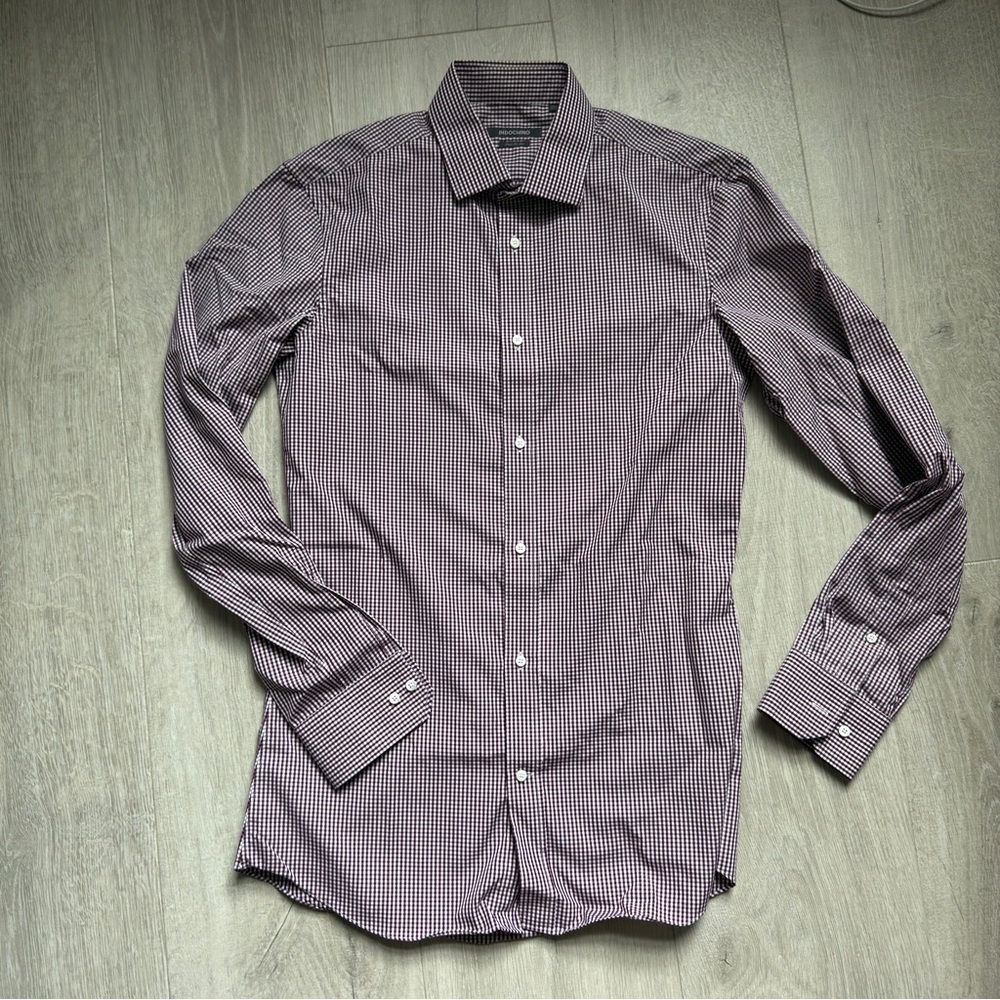 Indochino Men's Checkered Shirt - Purple and White